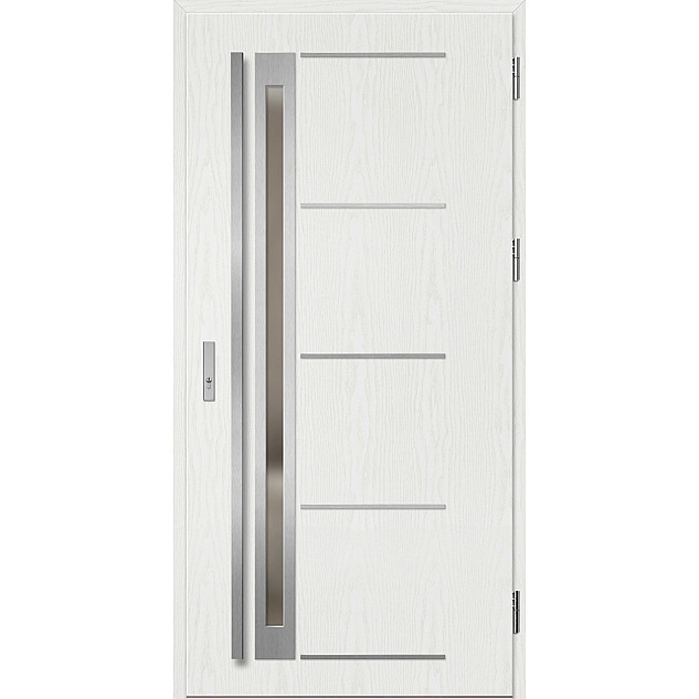 Ocelové vchodové dveře - TREBUR 7 - Borovice Bílá, Label Inox Ocelové vchodové dveře ERKADO - TREBUR 7 - Borovice Bílá, Label Inox