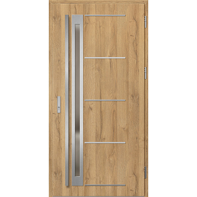 Ocelové vchodové dveře - TREBUR 7 - Dub Natur, Label Inox Ocelové vchodové dveře ERKADO - TREBUR 7 - Dub Natur, Label Inox