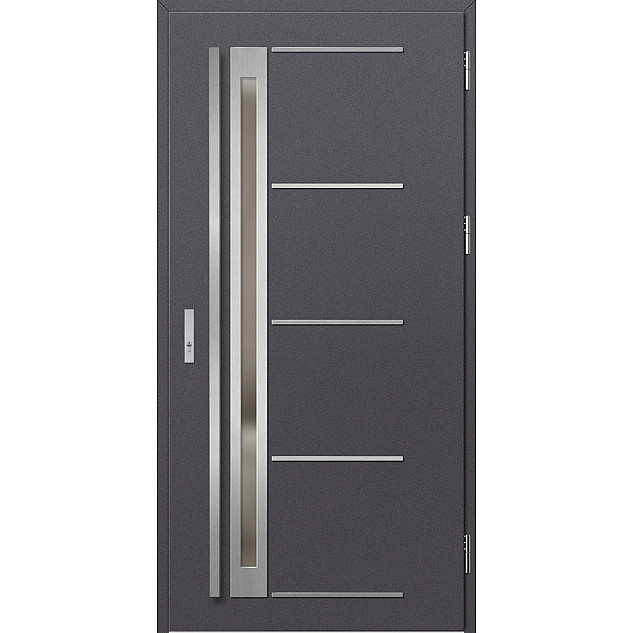 Ocelové vchodové dveře - TREBUR 7 - Hladký Antracit, Label Inox Ocelové vchodové dveře ERKADO - TREBUR 7 - Hladký Antracit, Label Inox