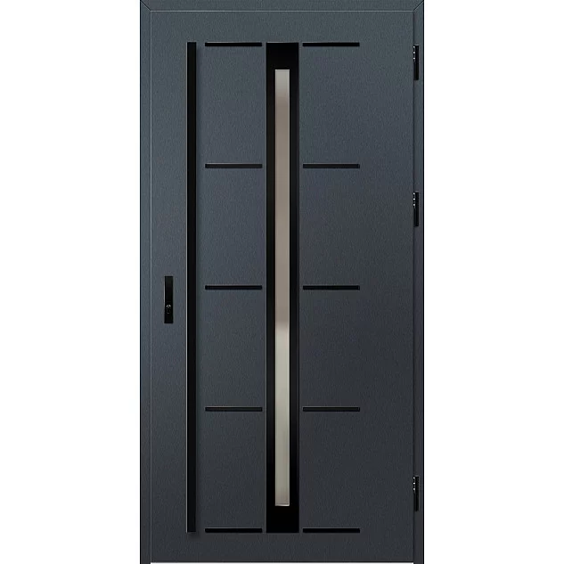 Ocelové vchodové dveře ERKADO - TREBUR 8 - Antracit Struktura, Label Black