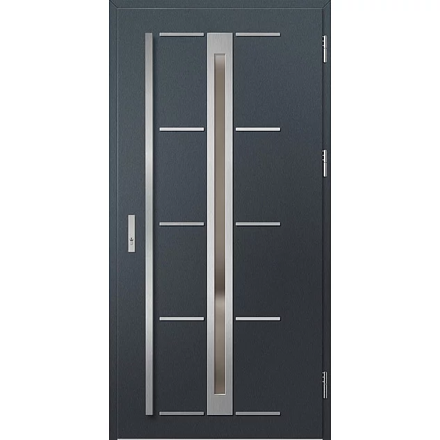 Ocelové vchodové dveře ERKADO - TREBUR 8 - Antracit Struktura, Label Inox