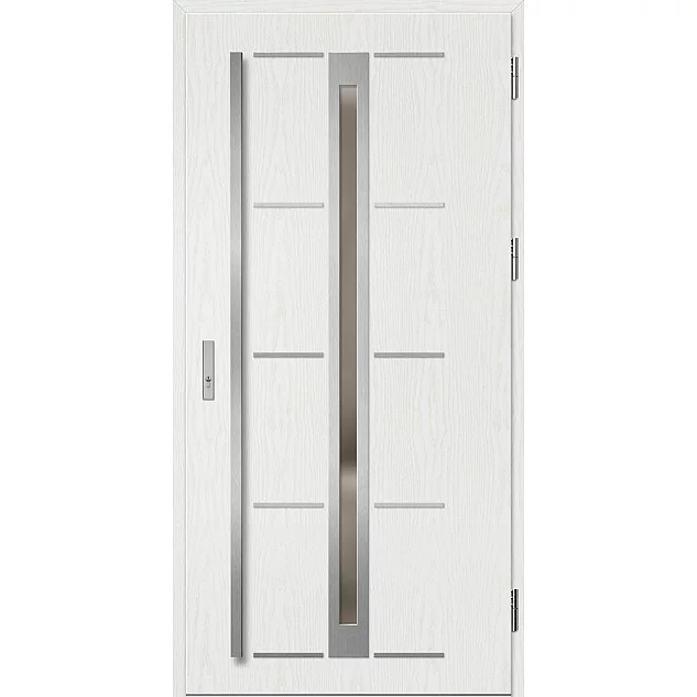 Ocelové vchodové dveře ERKADO - TREBUR 8 - Borovice Bílá, Label Inox