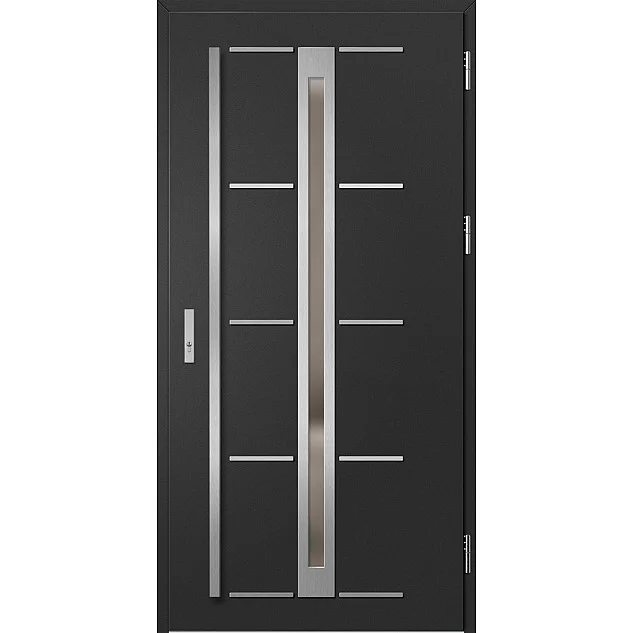 Ocelové vchodové dveře ERKADO - TREBUR 8 - Černá, Label Inox