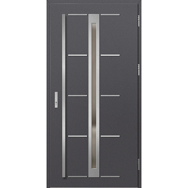 Ocelové vchodové dveře - TREBUR 8 - Hladký Antracit, Label Inox Ocelové vchodové dveře ERKADO - TREBUR 8 - Hladký Antracit, Label Inox