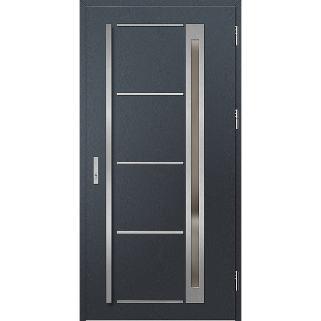 Ocelové vchodové dveře - TREBUR 9 - Antracit Struktura, Label Inox Ocelové vchodové dveře ERKADO - TREBUR 9 - Antracit Struktura, Label Inox