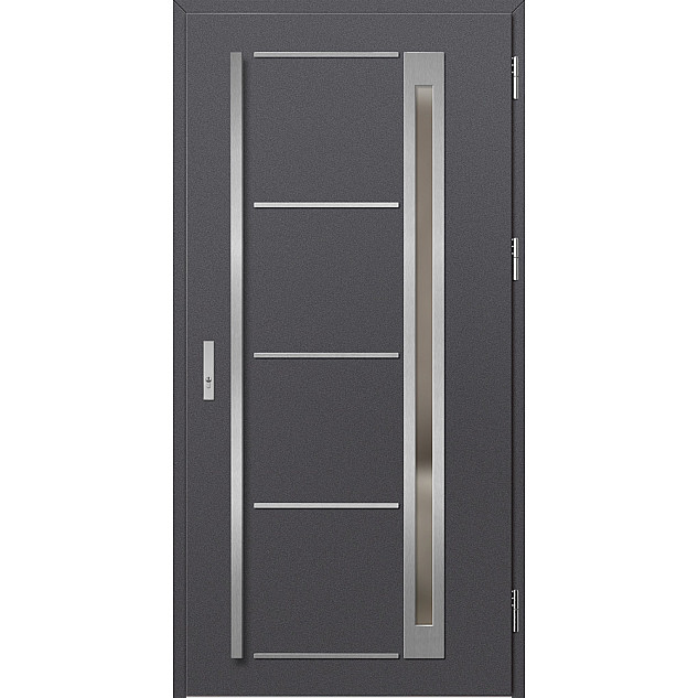Ocelové vchodové dveře - TREBUR 9 - Hladký Antracit, Label Inox Ocelové vchodové dveře ERKADO - TREBUR 9 - Hladký Antracit, Label Inox