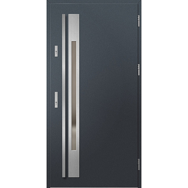 Ocelové vchodové dveře - WELS 1 - Antracit Struktura, Label Inox Ocelové vchodové dveře ERKADO - WELS 1 - Antracit Struktura, Label Inox