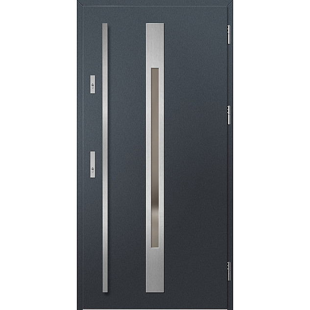 Ocelové vchodové dveře - WELS 2 - Antracit Struktura, Label Inox Ocelové vchodové dveře ERKADO - WELS 2 - Antracit Struktura, Label Inox