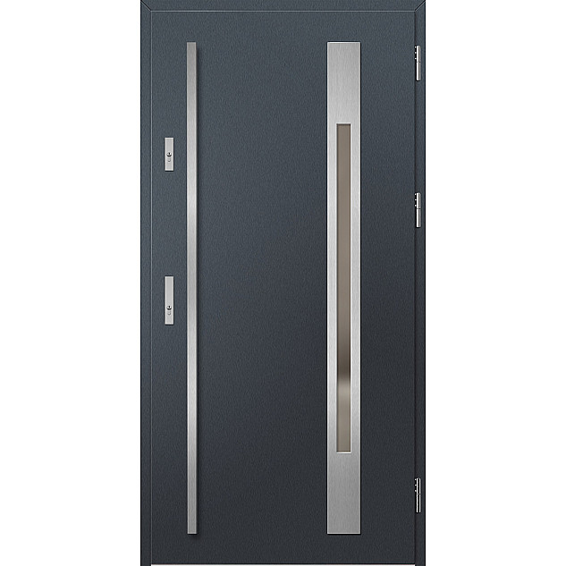 Ocelové vchodové dveře - WELS 3 - Antracit Struktura, Label Inox Ocelové vchodové dveře ERKADO - WELS 3 - Antracit Struktura, Label Inox