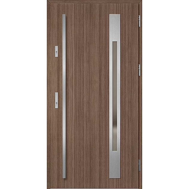 Ocelové vchodové dveře ERKADO - WELS 3 - Dub střední hnědý, Label Inox