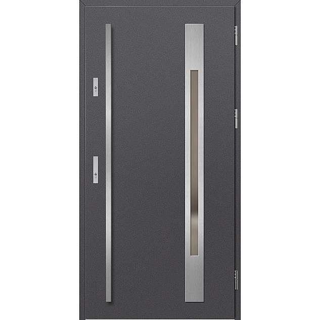 Ocelové vchodové dveře - WELS 3 - Hladký Antracit, Label Inox Ocelové vchodové dveře ERKADO - WELS 3 - Hladký Antracit, Label Inox