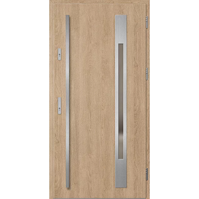 Ocelové vchodové dveře ERKADO - WELS 3 - Surový Dub, Label Inox