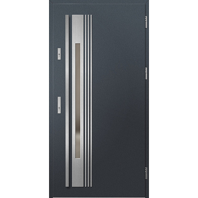 Ocelové vchodové dveře - WELS 4 - Antracit Struktura, Label Inox Ocelové vchodové dveře ERKADO - WELS 4 - Antracit Struktura, Label Inox