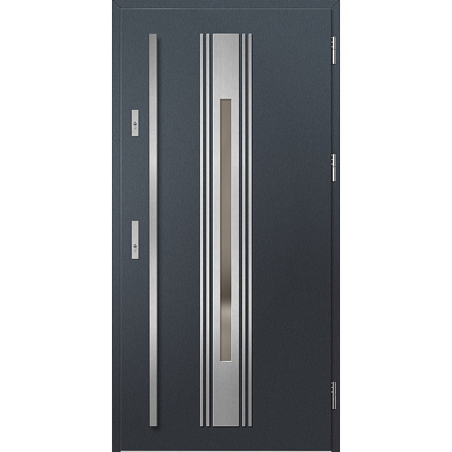 Ocelové vchodové dveře - WELS 5 - Antracit Struktura, Label Inox Ocelové vchodové dveře ERKADO - WELS 5 - Antracit Struktura, Label Inox