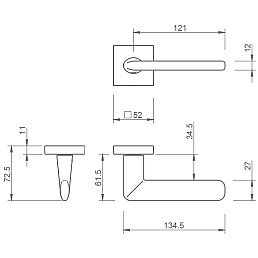 Klika TI-ELIPTICA-HR 3098Q 5S (Černá mat) - úzká rozeta 6 mm Klika TI-ELIPTICA-HR 3098Q 5S (Černá mat) - úzká rozeta 6 mm