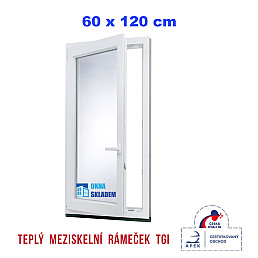 Plastové okno | 60x120 cm (600x1200 mm) | bílé | otevíravé i sklopné | levé