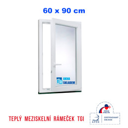 Plastové okno | 60 x 90 cm (600 x 900 mm) | bílé |otevíravé i sklopné | pravé