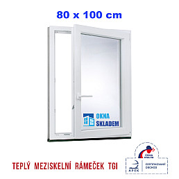 Plastové okno | 80 x 100 cm (800 x 1000 mm) | bílé |otevíravé i sklopné | pravé