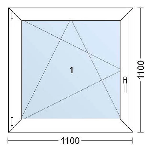Plastové okno | 110x110 cm (1100x1100 mm) | Levé | Bílé / Antracit | jednokřídlé