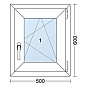 Plastové okno | 50x60 cm (500x600 mm) | Pravé| Bílé / Antracit | jednokřídlé Plastové okno | 50x60 cm (500x600 mm) | Pravé| Bílé / Antracit | jednokřídlé