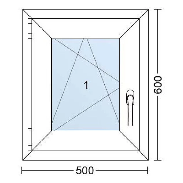 Plastové okno | 50x60 cm (500x600 mm) | Levé | Bílé / Antracit | jednokřídlé
