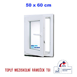 Plastové okno | 50 x 60 cm (500 x 600 mm) | Bílé / Antracit |otevíravé i sklopné | levé