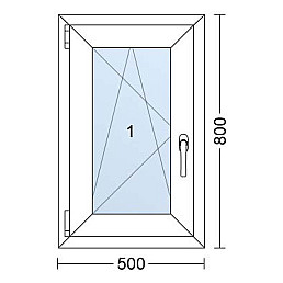 Plastové okno | 50 x 80 cm (500 x 800 mm) | Bílé / Antracit |otevíravé i sklopné | levé