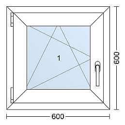 Plastové okno | 60 x 60 cm (600 x 600 mm) | Bílé / Antracit |otevíravé i sklopné | levé