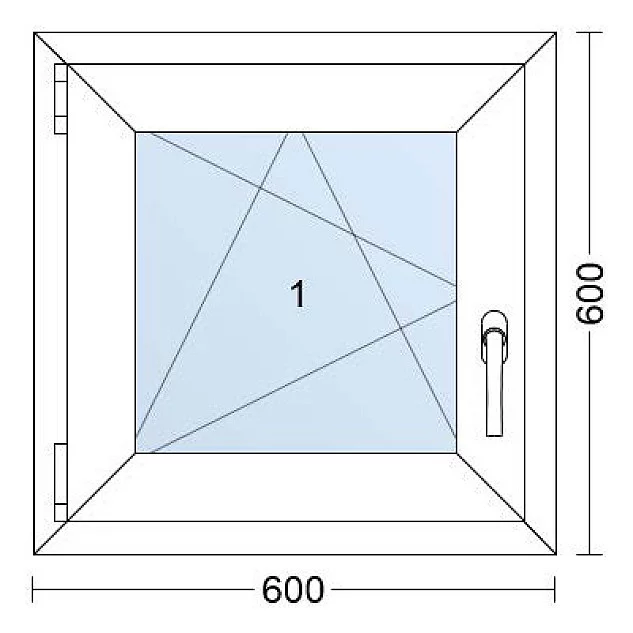 Plastové okno | 60x60 cm (600x600 mm) | Levé | Bílé / Antracit | jednokřídlé | Teplý meziskelní rámeček