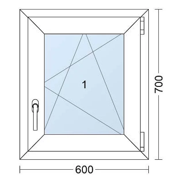 Plastové okno | 60x70 cm (600x700 mm) | Pravé| Bílé / Antracit | jednokřídlé | Teplý meziskelní rámeček