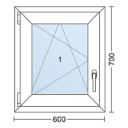 Plastové okno | 60 x 70 cm (600 x 700 mm) | Bílé / Antracit |otevíravé i sklopné | levé