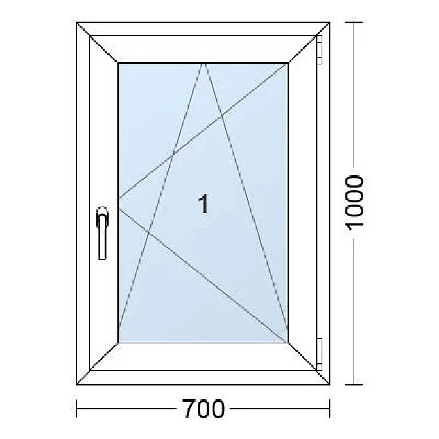 Plastové okno | 70x100 cm (700x1000 mm) | Pravé| Bílé / Antracit | jednokřídlé
