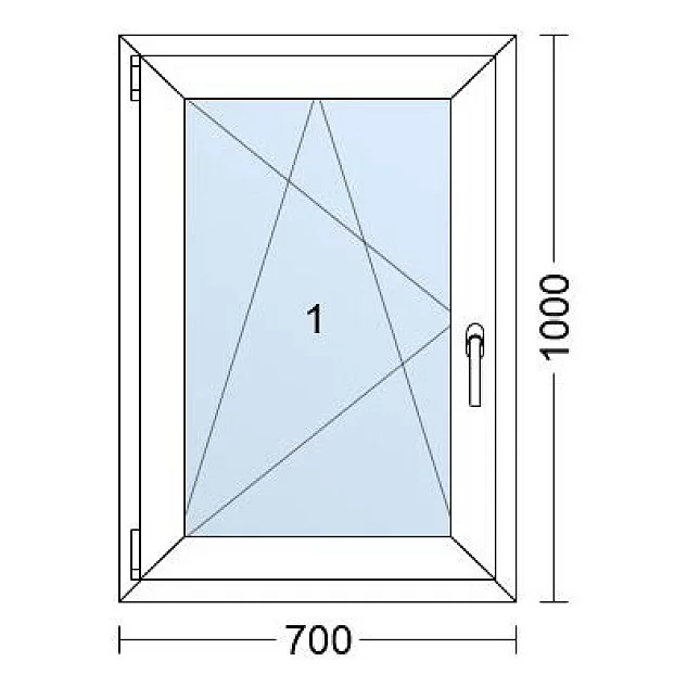 Plastové okno | 70x100 cm (700x1000 mm) | Levé | Bílé / Antracit | jednokřídlé