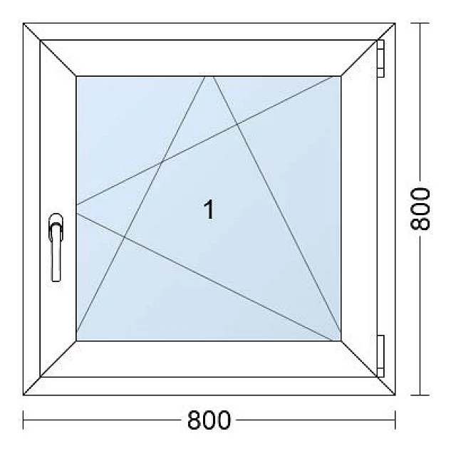 Plastové okno | 80x80 cm (800x800 mm) | Pravé| Bílé / Antracit | jednokřídlé