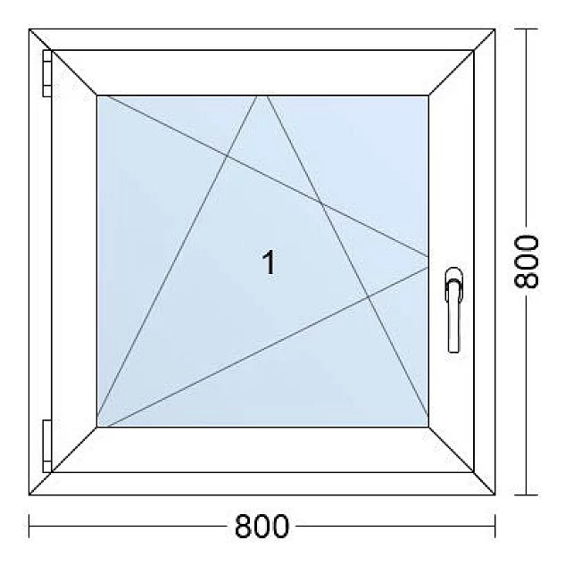 Plastové okno | 80x80 cm (800x800 mm) | Levé | Bílé / Antracit | jednokřídlé