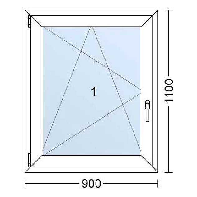 Plastové okno | 90x110 cm (900x1100 mm) | Levé | Bílé / Antracit | jednokřídlé
