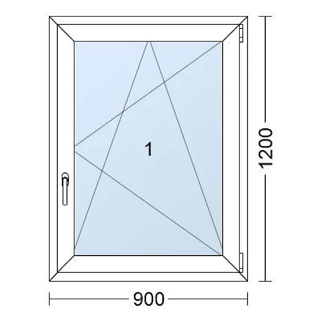 Plastové okno | 90x120 cm (900x1200 mm) | Pravé| Bílé / Antracit | jednokřídlé