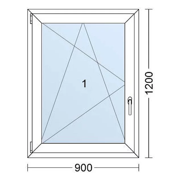 Plastové okno | 90x120 cm (900x1200 mm) | Levé | Bílé / Antracit | jednokřídlé