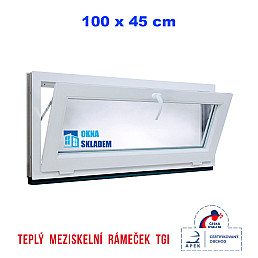 Plastové okno | 100 x 45 cm (1000 x 450 mm) | bílé | sklopné