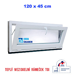 Plastové okno | 120 x 45 cm (1200 x 450 mm) | bílé | sklopné