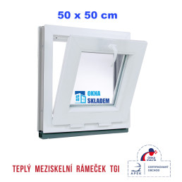 Plastové okno | 50 x 50 cm (500 x 500 mm) | bílé | sklopné Plastové okno | 50 x 50 cm (500 x 500 mm) | bílé | sklopné