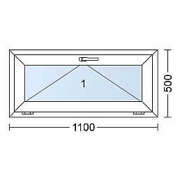 Plastové okno | 110 x 50 cm (1100 x 500 mm) | Bílé / Antracit | sklopné
