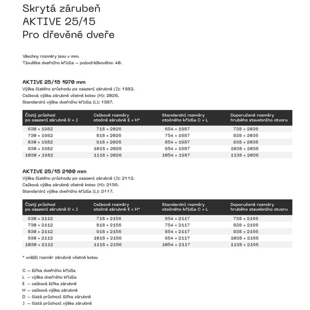 Skrytá zárubeň JAP AKTIVE 25/15 pro reverzní dveře Skrytá zárubeň JAP AKTIVE 25/15 pro reverzní dveře