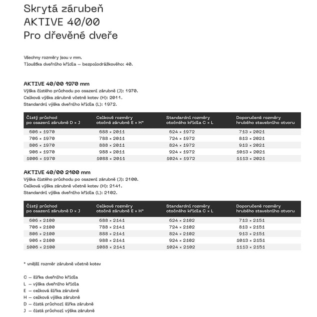 Skrytá zárubeň JAP AKTIVE 40/00 pro bezpolodrážkové dveře Skrytá zárubeň JAP AKTIVE 40/00 pro bezpolodrážkové dveře